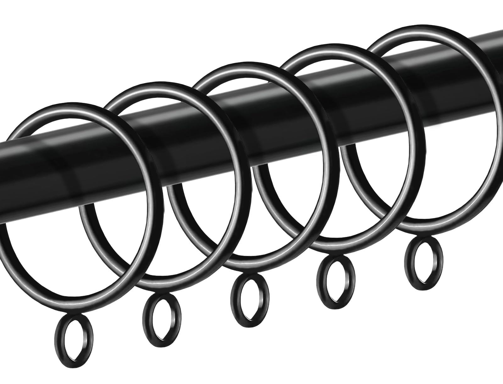 Photo 1 of 42 Pack Curtain Rings with Eyelet 1.5" Inner Diameter,Metal Drapery Ring Fits up to 1.25" Drapery Rod,Glide Smoothly Curtain Rod Rings,Strong Vintage Decorative Rustproof Curtain Hooks (Black)