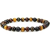 Handmade Gem Semi Precious Gemstone 6mm Round Beads Stretch Bracelet 7" Unisex
