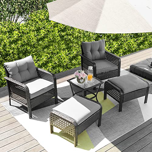 Patio Furniture Set Outdoor Furniture, 5 Pieces Wicker Patio