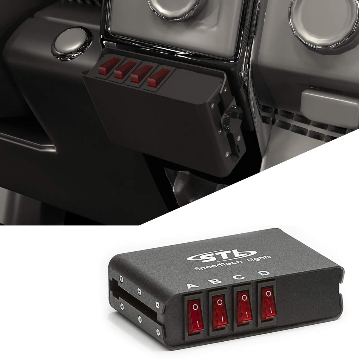SpeedTech Lights 4 Switch Box Controller with 4 Panel Backlit LED Switch Box with 3 On/Off and 1 Momentary Switches