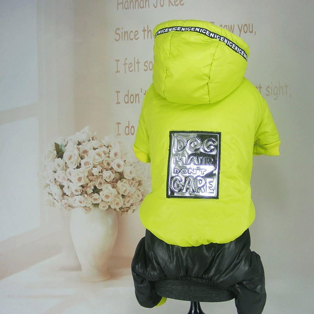 Gold Green Colors Four Legs Warm Pet Clothes With Shiny Mirror Stickers Embroidered Dogs Jumpsuit Winter Dog Clothes,Green,S