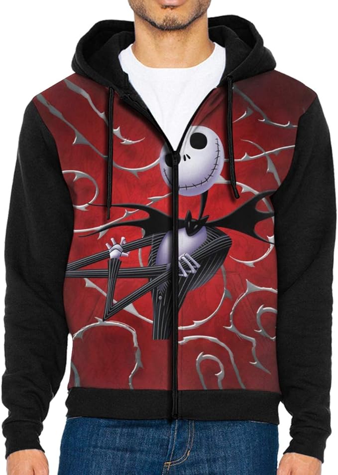 Amazon.com: Tlettsteinkle The Nightmare Before Christmas Men's Full-Zip Hoodie Hooded Jacket 