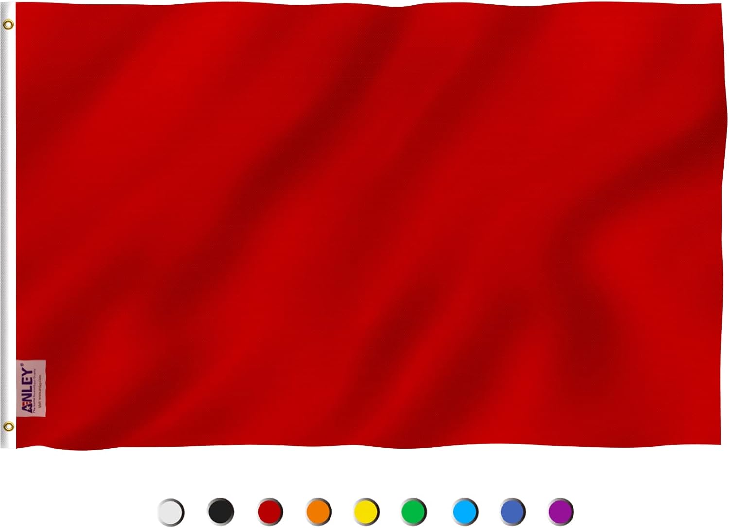 Flags - ANLEY Fly Breeze 3x5 Foot Solid Red Flag - Vivid Color and Fade Proof - Canvas Header and Double Stitched - Plain Red Flags Polyester with Brass Grommets 3 X 5 Ft