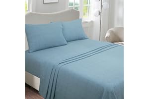 Briarwood Home 100% Cotton Printed Flannel Sheet Set 4 Piece Brushed Turkish Bedding Super Soft, Warm, Cozy, Deep Pocket & Breathable All Season Sheets & Pillow Set (Blue, Queen)