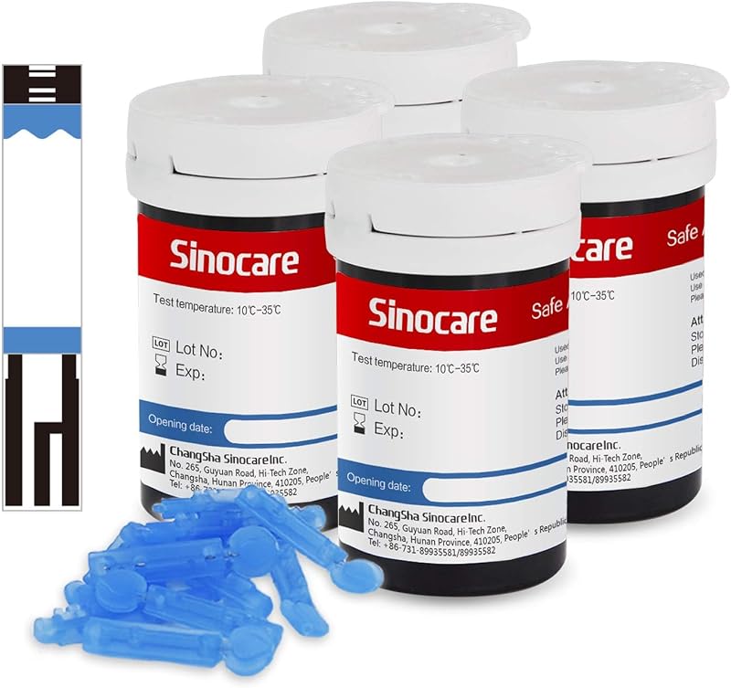 sinocare Safe AQ Blood Glucose Test Strips 100 & Lancing Devices 100