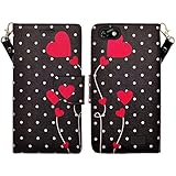 Huawei Raven LTE H892L Case, H892G Raven Wallet case by iViva For Luxury Magnetic ID Folio Credit Card Slots Wallet Case (Polka Dot Heart)