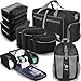 Lightweight Family Travel Luggage Set - Duffle Bag Backpack Toiletry Packing Cubes (FamilySet-Black)