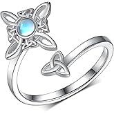 qielizhu Witches Knot Ring 925 Sterling Silver Celtic Witches Knot Open Ring Witches Knot Jewelry Gifts Irish Jewelry Gifts for Women