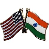 USA and India Flag Die-struck Metal Friendship Lapel Pin with Butterfly Clasp Closure