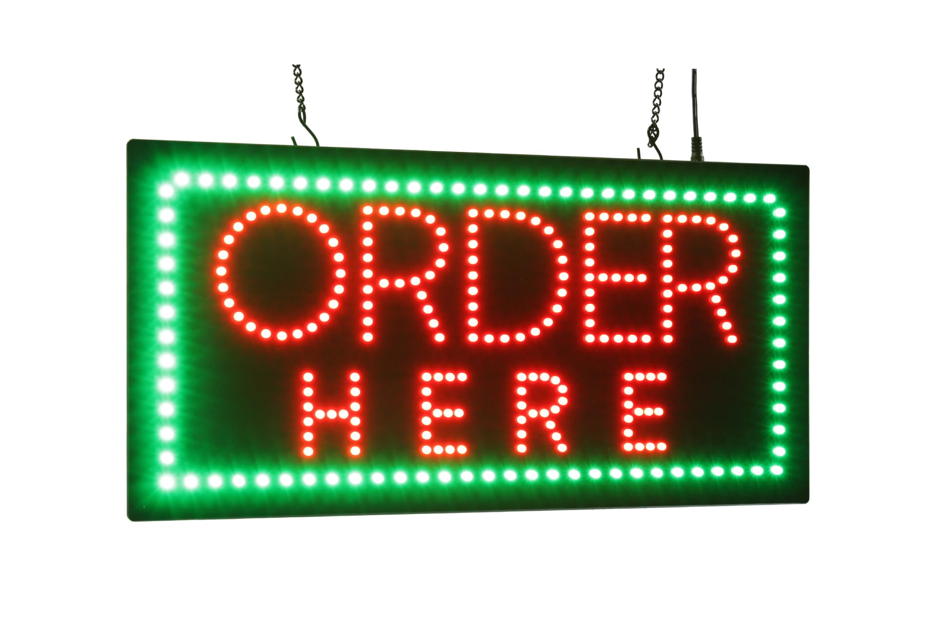 Order Here Sign, 19"x10", 48x24cm, TOPKING, LED, Neon, Florescent, Signage, Signboard, Display, Billboard, Screen, Grand Opening, Gift