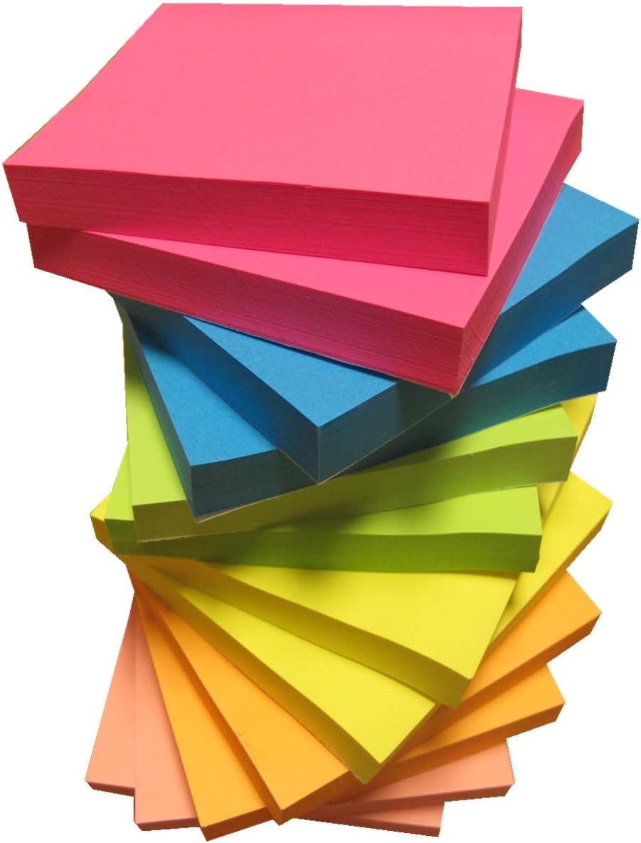 Sticky Notes 3x3, iLovepaper Self-Stick Notes, 12 Pads 1200 Sheets Total, Bright Colorful Stickies Memo Pads, 6 Colors (Yellow, Green, Blue, Orange, Pink, Rose)