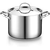 Cooks Standard 18/10 Stainless Steel Stockpot 8-Quart, Classic Deep Cooking Pot Canning Cookware with Stainless Steel Lid, Silver
