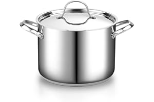 Cooks Standard 18/10 Stainless Steel Stockpot 8-Quart, Classic Deep Cooking Pot Canning Cookware with Stainless Steel Lid, Silver