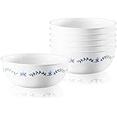 Corelle Vitrelle 6-Piece Soup/Cereal Bowl Set Triple Layer Glass and Chip Resistant, 16-Oz Lightweight Round Bowls, Portofino
