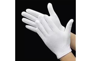 12 Pairs White Cotton Gloves for Eczema Dry Hands Breathable Work Glove Liners Moisturizing Spa Jewelry Inspection Etiquette 