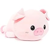 WEIGEDU Cute Pink Pig Plush Toy – Soft Stuffed Animal Pillow, 18” Long, Kawaii Piggy Doll for Kids & Adults, Sleeping Cuddle Buddy, Gift for Girls, Boys, Baby Nursery Decor