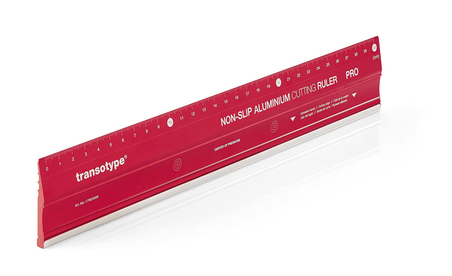 Transotype 17803006 Aluminium Cutting Ruler Red