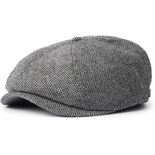 Brixton Black Grey Herringbone unisex Newsboy Cap Brixton Brood Cap - Grey/Black Herringbone | eBay main image 4