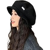 RuiDei Slouchy Berets Soft Comfy Knitted Cap Oversized Painter Hat Wool Blend French Berets with Brim Beanie Hat for Women