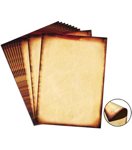 Lot de 10 feuilles de papier papyrus égyptien de 15 x 20 cm – Feuilles de papyrus de l'alphabet anciens pour projet d'art, scrapbooking et histoire scolaire – Papier à parchemin idéal
