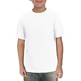 ZDC Boys Short Sleeve Shirts Kids Summer Crewneck Tops Loose Fit Basic Tees | Soft Breathable Tops,Casual,Solid,Daily Wear,Back to School Clothes,Long-lasting &amp; Easy Care