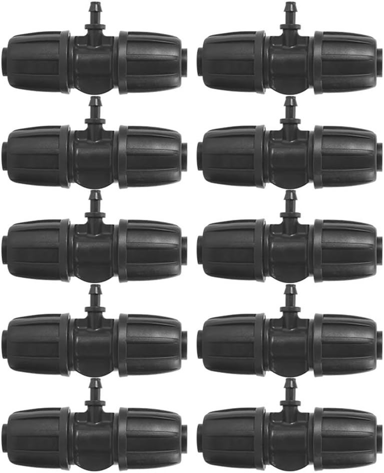Fdit 10Pcs 16mm to 4/7 Garden Lock Barbed Garden Connector Tee Connector for PE Hose Garden Irrigation, Defult, 8.4 x 4.2 cm