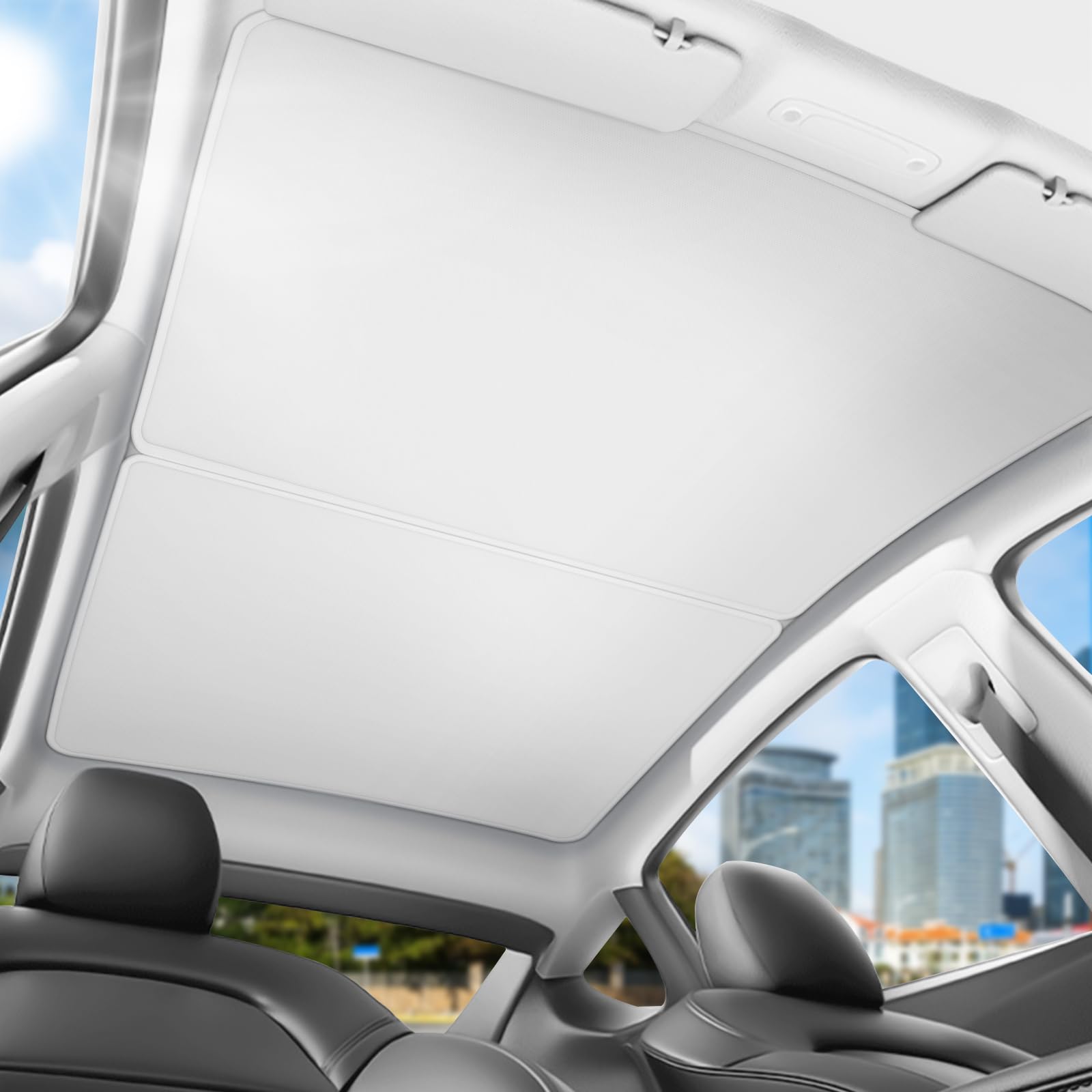 Photo 1 of 2024 Upgraded Non-Sag Sunshade Roof for Tesla Model Y Glass Roof, Foldable Sunshade with Storage Bag, Heat Insulation UV Sun Blocking Sunroof for 2021-2023 Tesla Model Y
