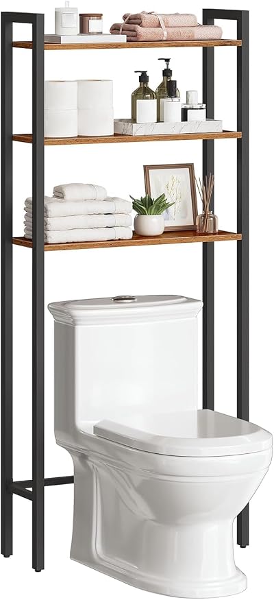 HOOBRO Over Toilet Storage Unit 3-Tier Bathroom Shelves Rustic Brown EBF41TS01
