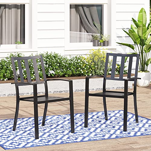 MFSTUDIO 2 Piece Patio Wrought Iron Dining Seating Chair Supports 300