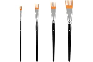 4Pcs Comb Artist Brush Set, Rake Brushes for Painting with Birch Wood Handle, Paintbrush for Acrylic Paint, Textured Art Pain