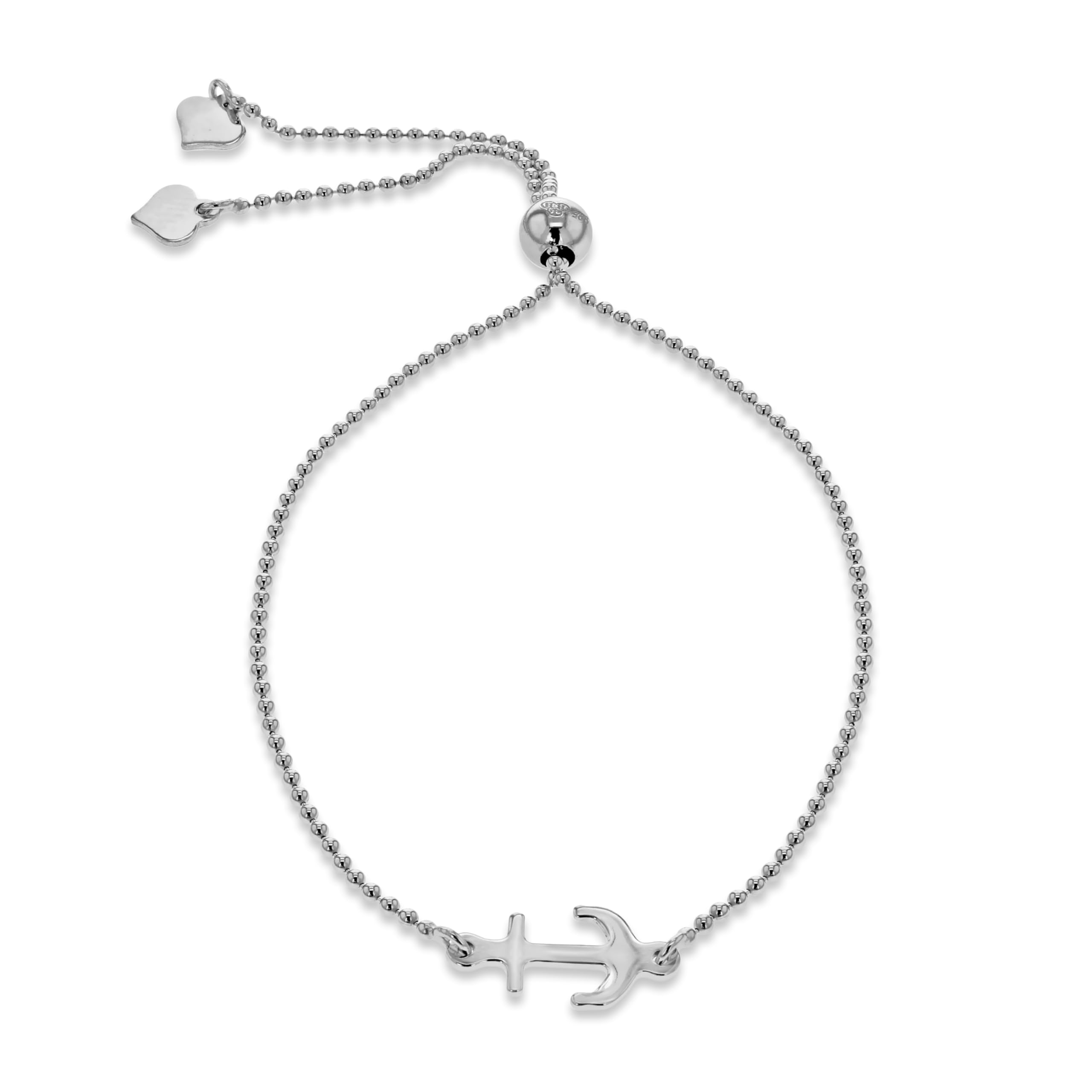 Tuscany Silver Women's Sterling Silver Rhodium Plated Anchor Sliding Adjustable Bracelet