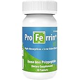 Proferrin ES- 10.5mg of high Absorbing Heme Iron Polypeptide. Made in The USA. 30 Tablets. Easy on The Gut. Not affected by Coffee, Calcium, or PPI's.