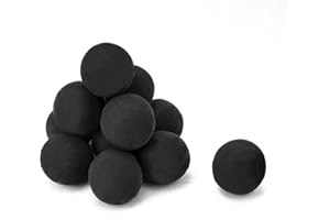 Skyflame Ceramic Fireplace Balls, Set of 12 Round Fire Stones Set for Indoor and Outdoor Fire Pits or Fireplaces Accessory, 4 Inch, Black