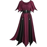 ROSE GAL Women Plus Size Medieval Renaissance Costume Victorian Dress Color Block Textured Bell Sleeve Dress