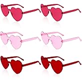 Hapdoo 6 Pairs Happy Valentines Day Heart-Shaped Sunglasses, Pink & Red Heart Glasses for Women Valrtines Gifts Bulks