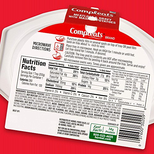 HORMEL COMPLEATS MEATLOAF & GRAVY WITH MASHED POTATOES, 9 OUNCE
