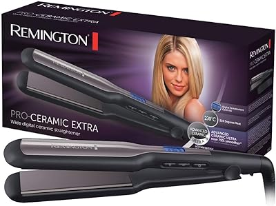 Remington Glätteisen breit Pro-Ceramic Extra (extra breite 45mm Stylingplatten -speziell für dickes, krauses, lockiges und sehr langes Haar) LCD-Display, 150-230°C, Haarglätter S5525
