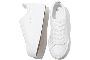 SERNIAL Womens White Platform Sneakers PU Leather Platform Shoes Walking Shoes for Women