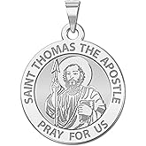 PicturesOnGold.com Saint Thomas the Apostle Religious Medal - 3/4 Inch Size of a Nickel -Sterling Silver