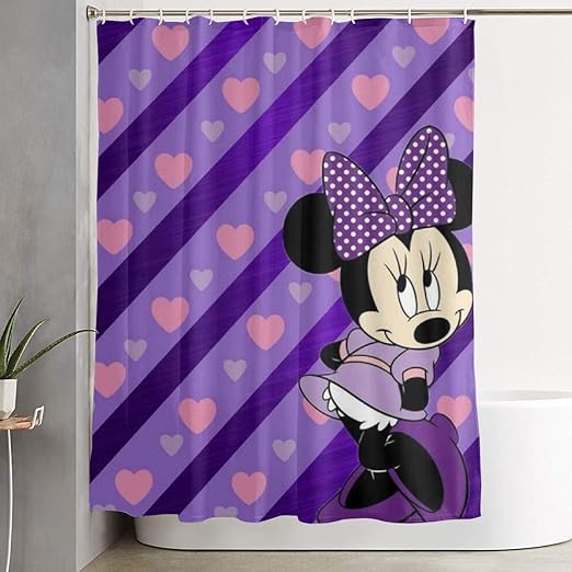 Amazon Com Duwamesva Shower Curtain Purple Heart Minnie Mouse Art