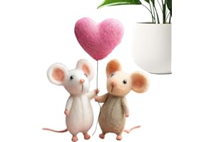 Valentines Day Felt Mouse Ornaments | Handmade Keepsake Figure Charm Decor - Wool Mouse Couple Figurine,for Family Christmas 