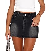 Hafailia Jean Skirts for Women Denim - Casual Mid Waisted Stretch Short Mini Skirt