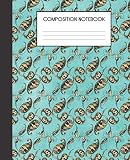 Composition Notebook: Turquoise And Faux Gold Peacock Bird Pattern College Ruled Notebook Lined School Journal