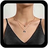 Iaceble Boho Layered Disc Pendant Necklace Gold Circle Choker Necklace Full Moon Collar Necklace Unbalanced Round Disc Necklace Jewelry for Women and Girls