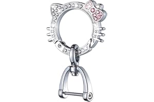 Pangpai Car Keychain for Women, Carabiner Keychain with Key Rings, Cute Crystal Rhinestone Key Chain Clip (Pink)