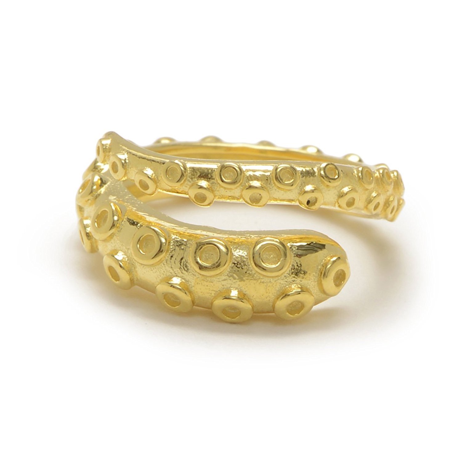 Serebra Jewelry Octopus Tentacle Ring 925 Sterling Silver Size Adjustable | Dark, Antique, Shiny, Gold | Kraken Gothic Vintage Sea Ocean