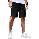 COOFANDY Men's Casual Shorts Cotton Elastic Waist Drawstring Shorts Lightweight Summer Beach Shorts