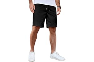 COOFANDY Men's Casual Shorts Cotton Elastic Waist Drawstring Shorts Lightweight Summer Beach Shorts