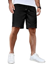COOFANDY Men's Elastic Waist Shorts Cotton Summer