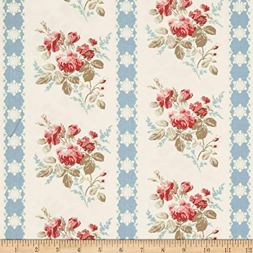 Tanya Whelan Winter Garden Ticking Blue Fabric By The Yard